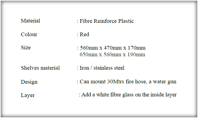 Fire Hose Box Spec