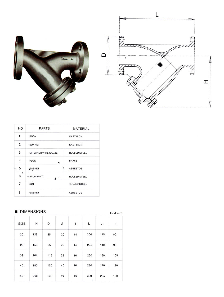 Y Strainer Specs