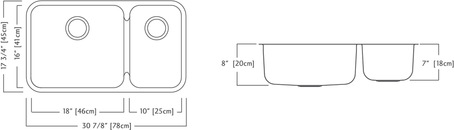 Kindred Kitchen Sink QCUA1831R-8 Specs