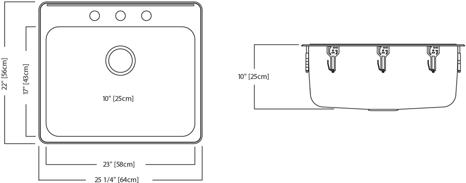 Kindred Kitchen Sink QSLA2225-10-1 Specs