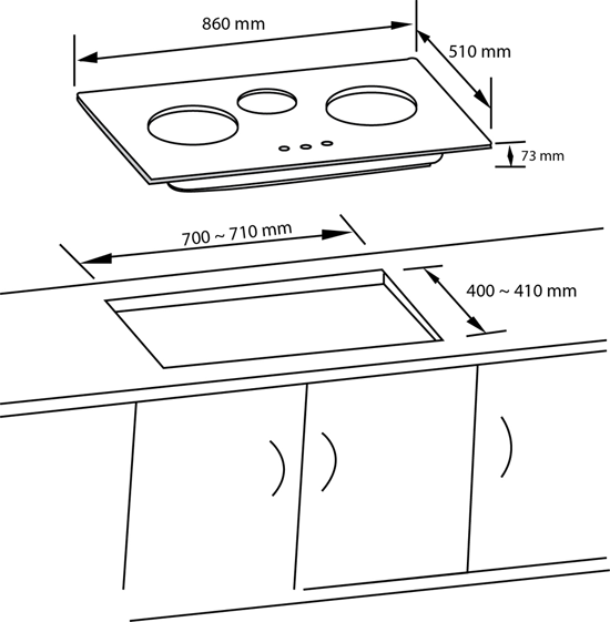 Bravo Stove Built in Glass Hob JZY-8202 2 Burners Spec